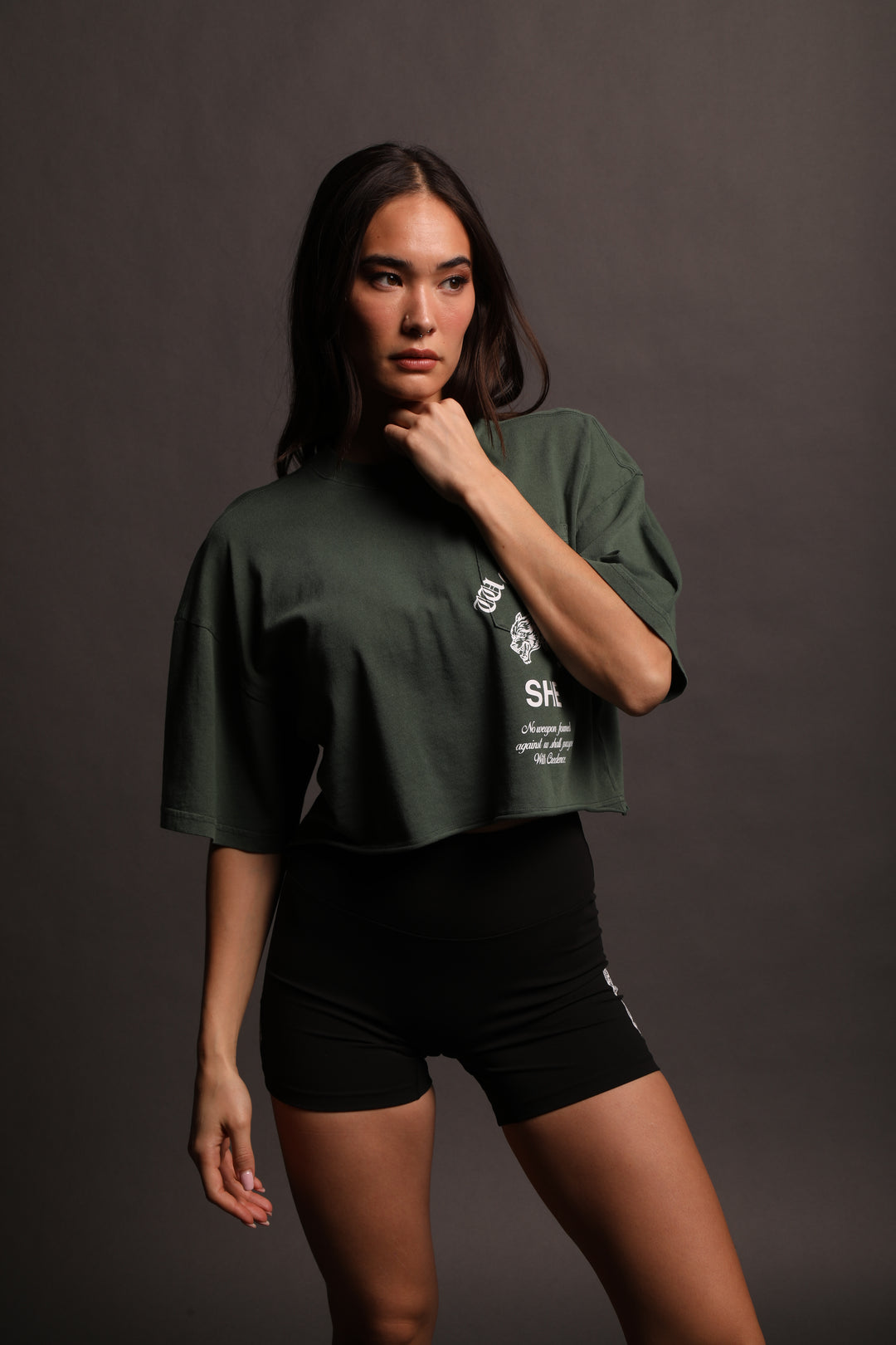 Chopper "Premium Vintage" Oversized (Cropped) Pocket Tee in Rosemary