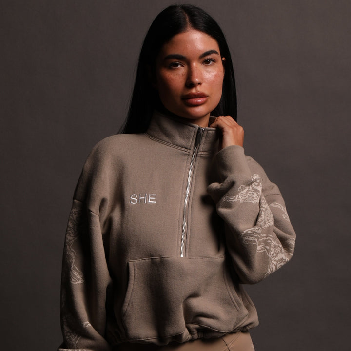 Leave Your Mark She Everson Mockneck Sweater in Taupe