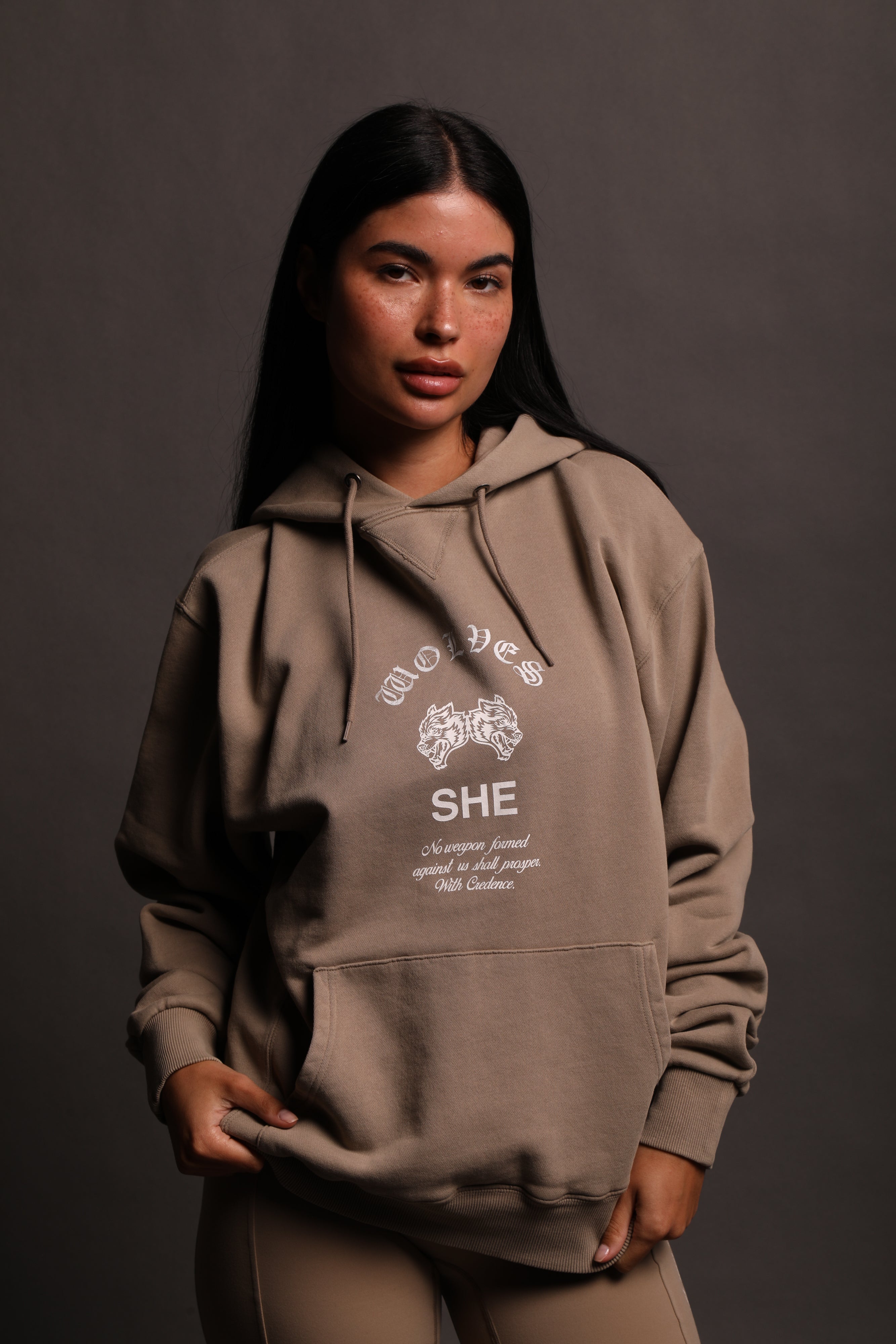 She Chopper "Vintage Dakota" Hoodie in Taupe