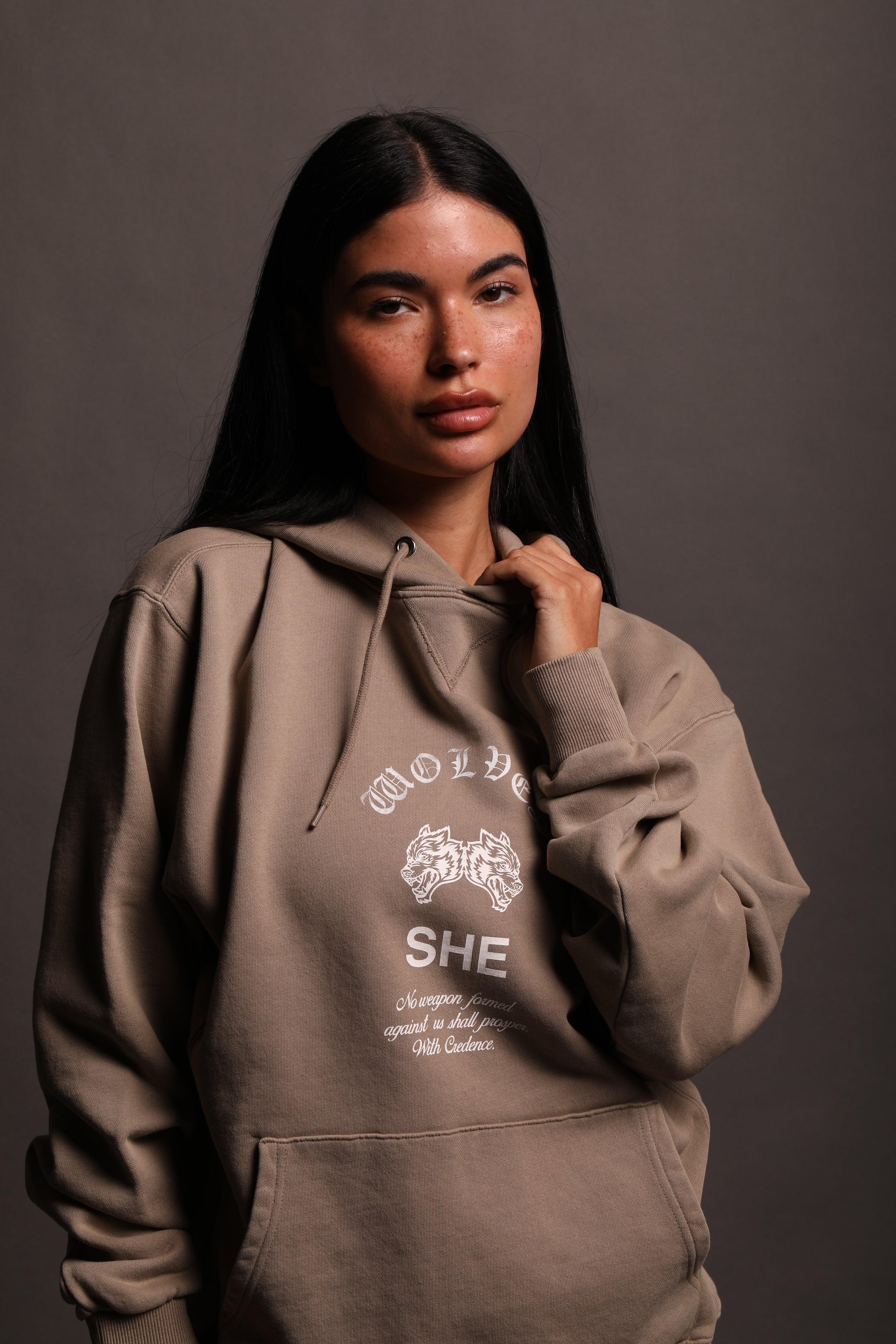 She Chopper "Vintage Dakota" Hoodie in Taupe