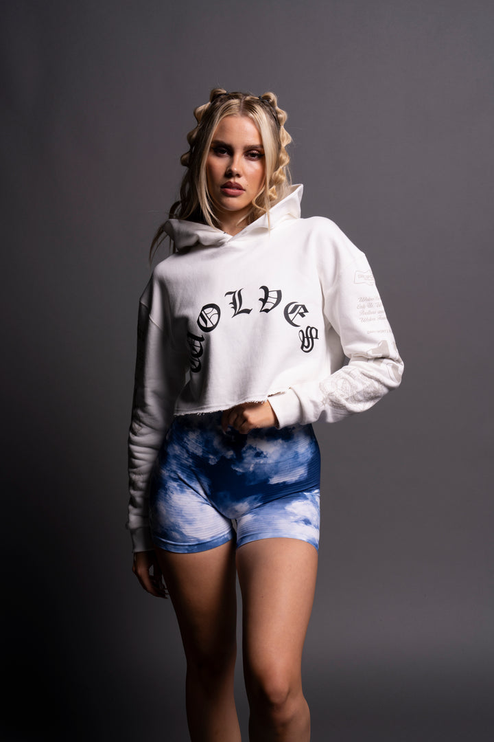 Our Wish "Pierce" (Cropped) Hoodie in Cream
