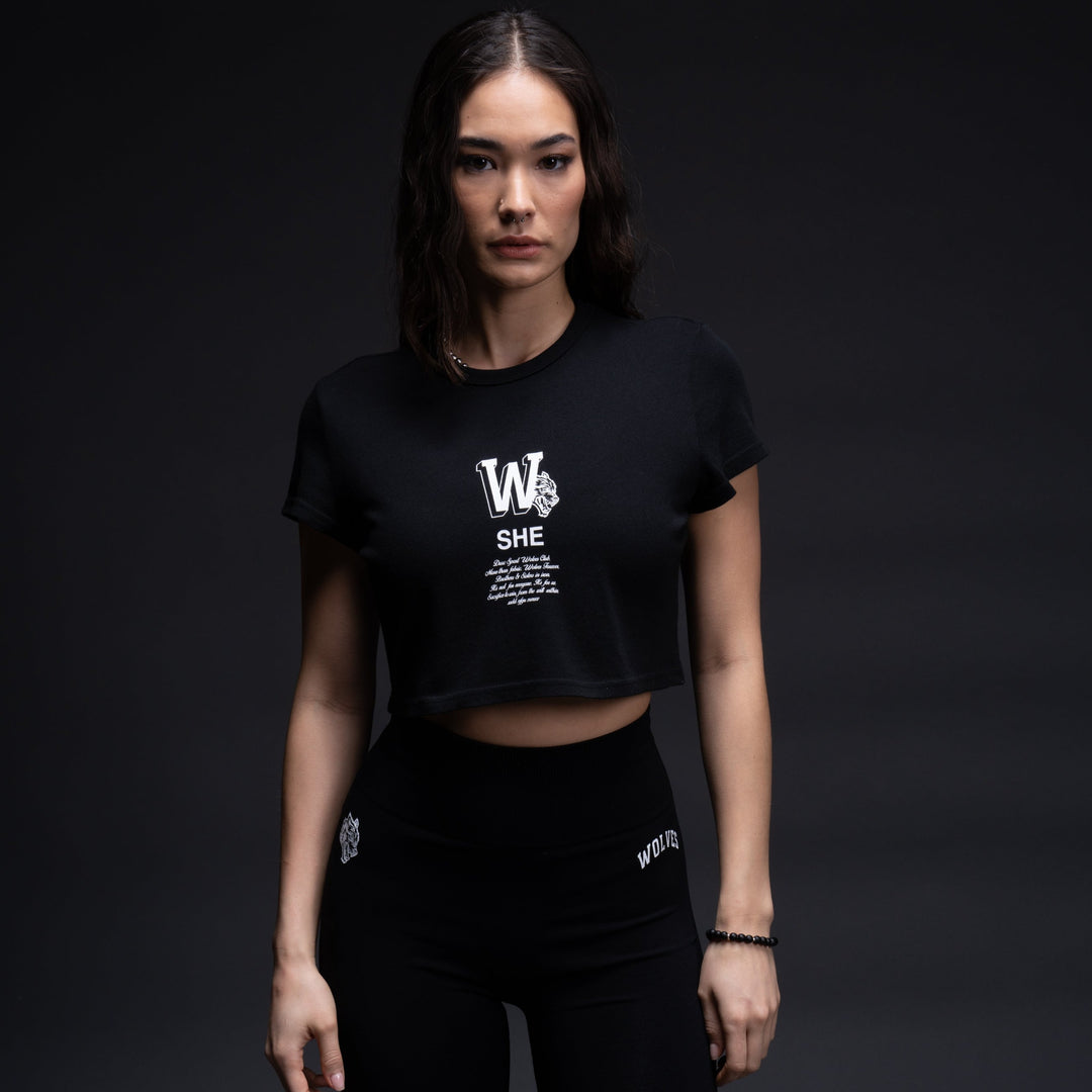 Her Mark Loyalty "Timeless" (Cropped) Tee in Black