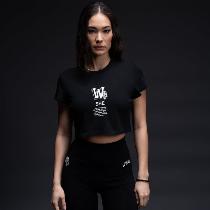 Her Mark Loyalty "Timeless" (Cropped) Tee in Black