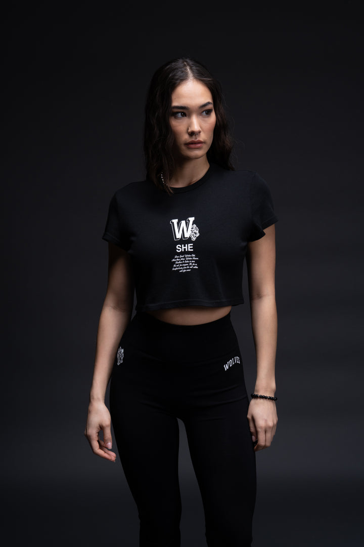 Her Mark Loyalty "Timeless" (Cropped) Tee in Black