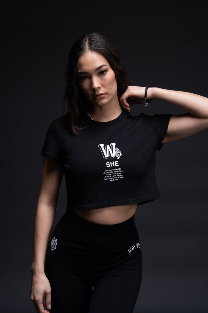 Her Mark Loyalty "Timeless" (Cropped) Tee in Black