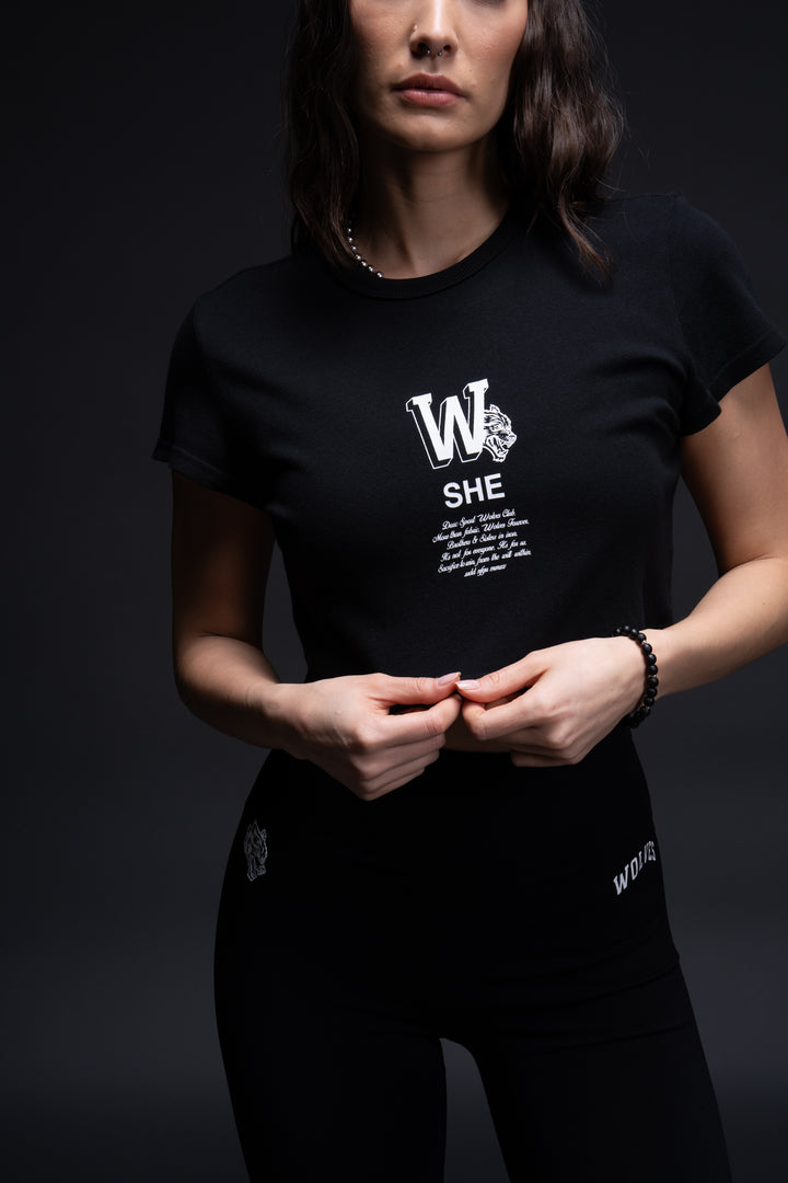 Her Mark Loyalty "Timeless" (Cropped) Tee in Black