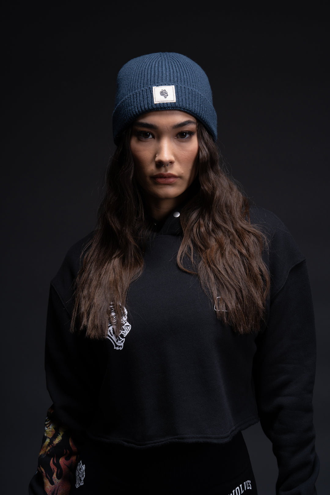 The Fire Within "Vintage Pierce" (Cropped) Hoodie in Black