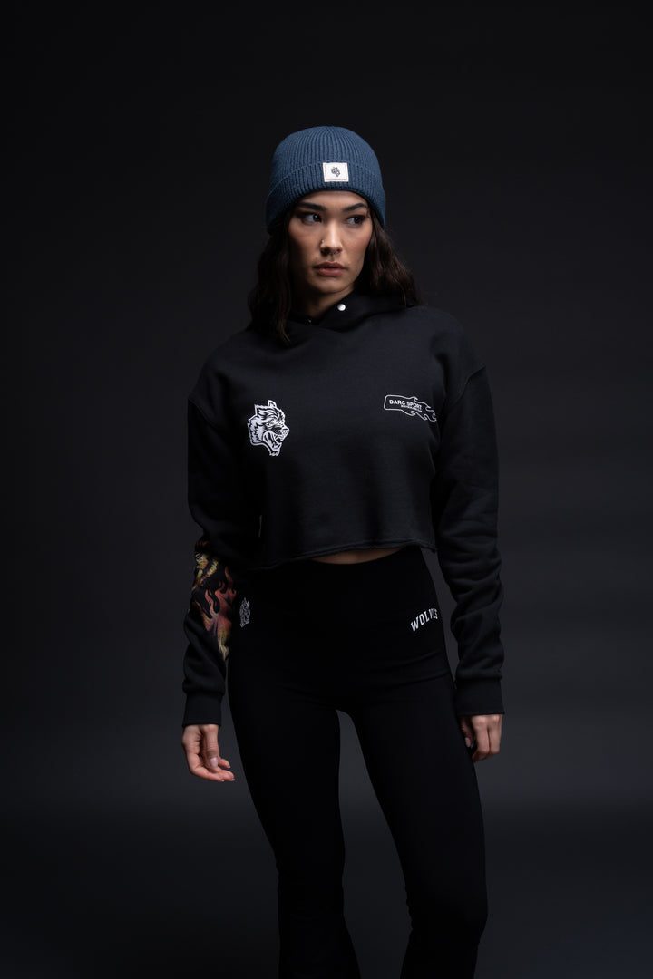 Wolf Patch Beanie in Darc Blue
