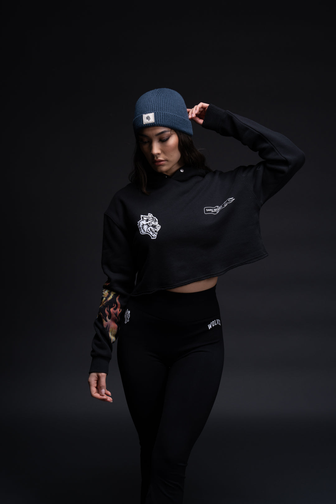 The Fire Within "Vintage Pierce" (Cropped) Hoodie in Black
