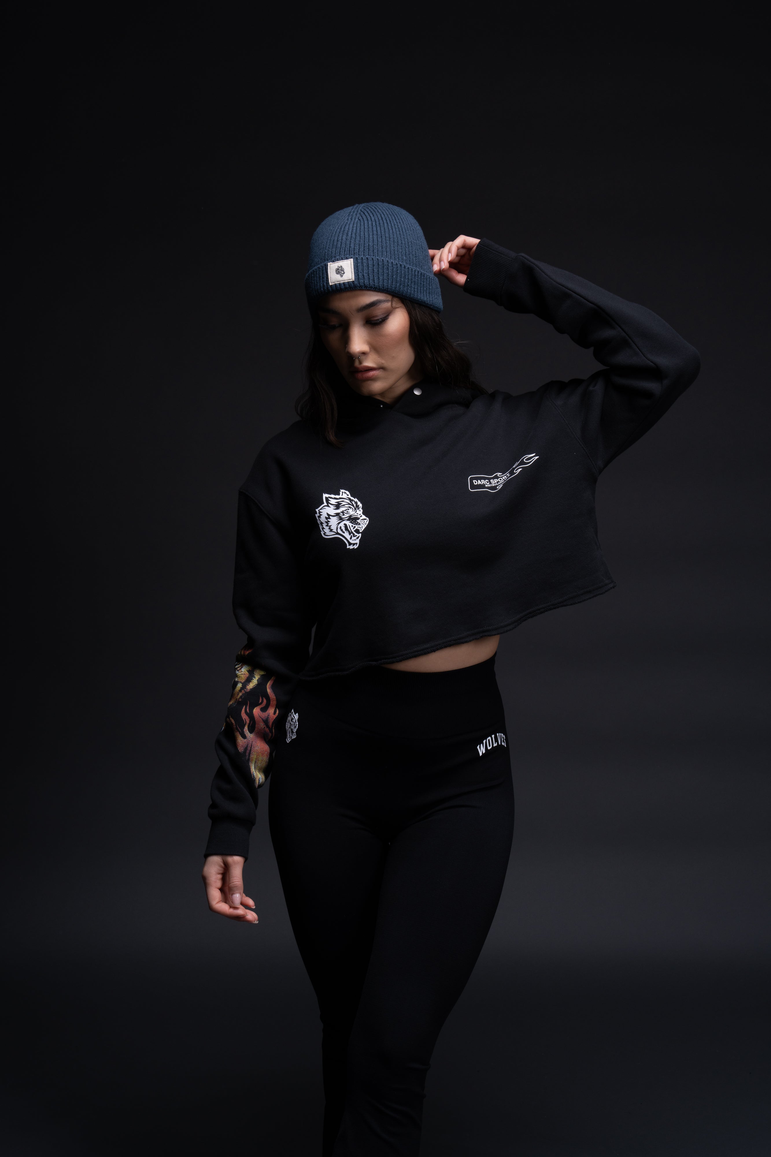 The Fire Within "Vintage Pierce" (Cropped) Hoodie in Black