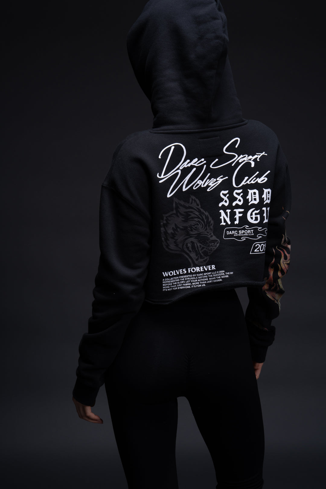 The Fire Within "Vintage Pierce" (Cropped) Hoodie in Black