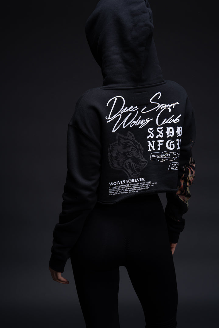 The Fire Within "Vintage Pierce" (Cropped) Hoodie in Black