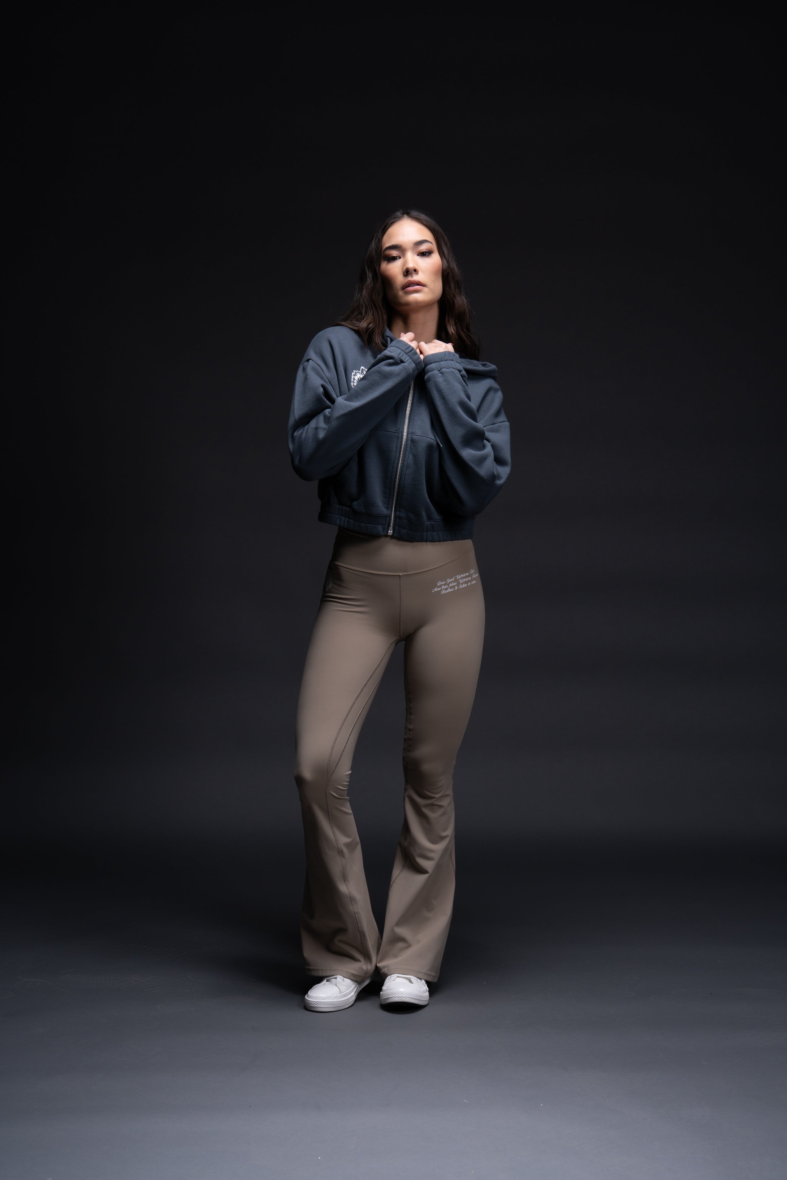 The Way "Chambers" (Cropped) Zip Hoodie in Darc Blue