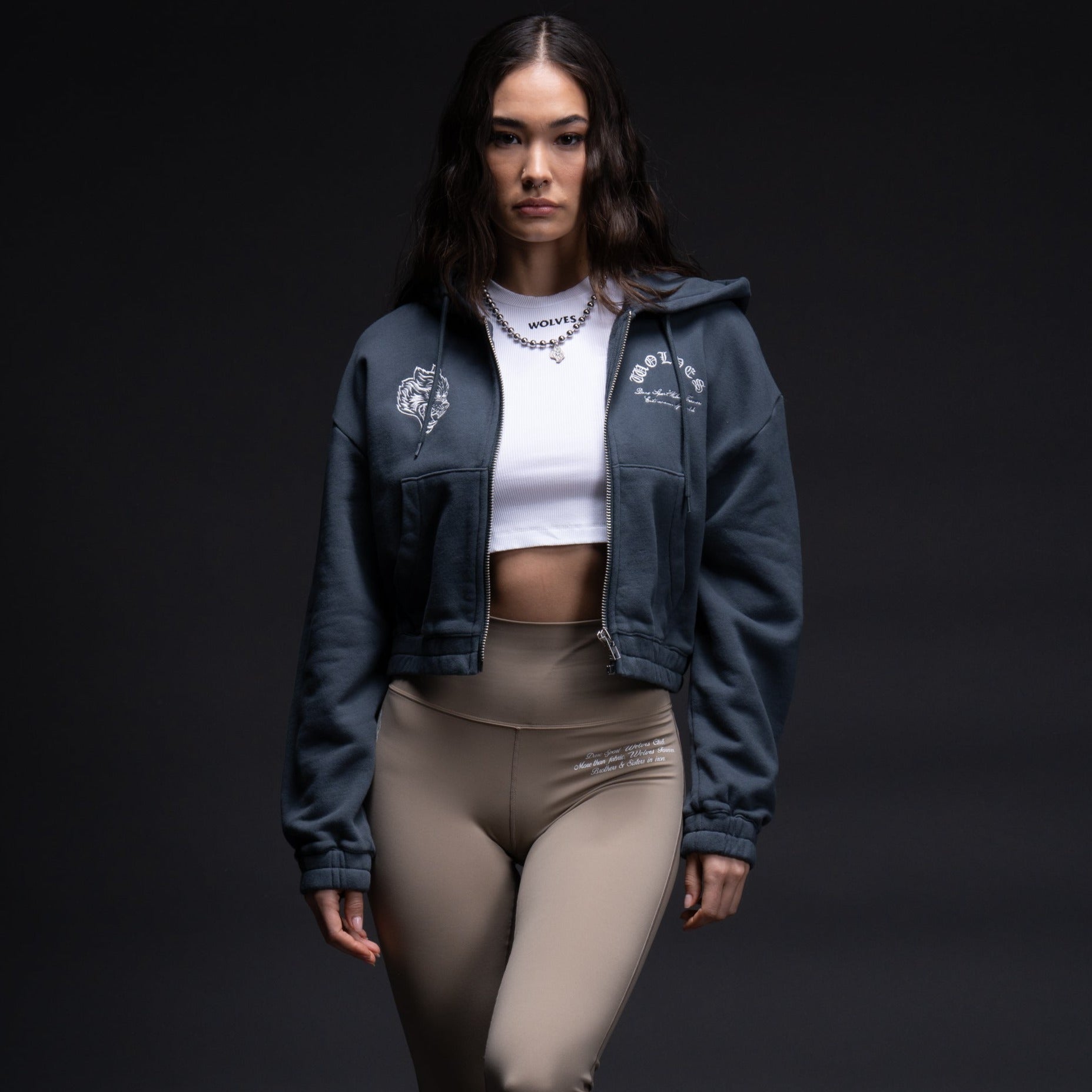 The Way "Chambers" (Cropped) Zip Hoodie in Darc Blue
