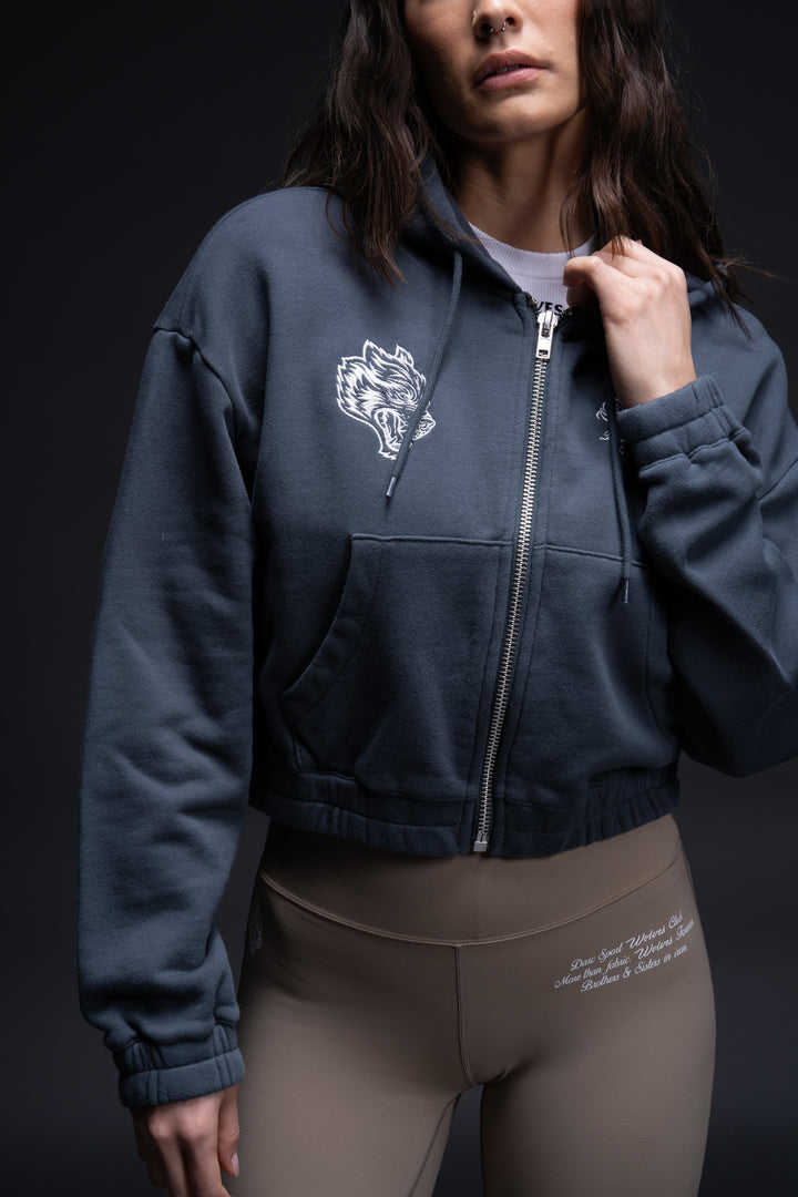 The Way "Chambers" (Cropped) Zip Hoodie in Darc Blue