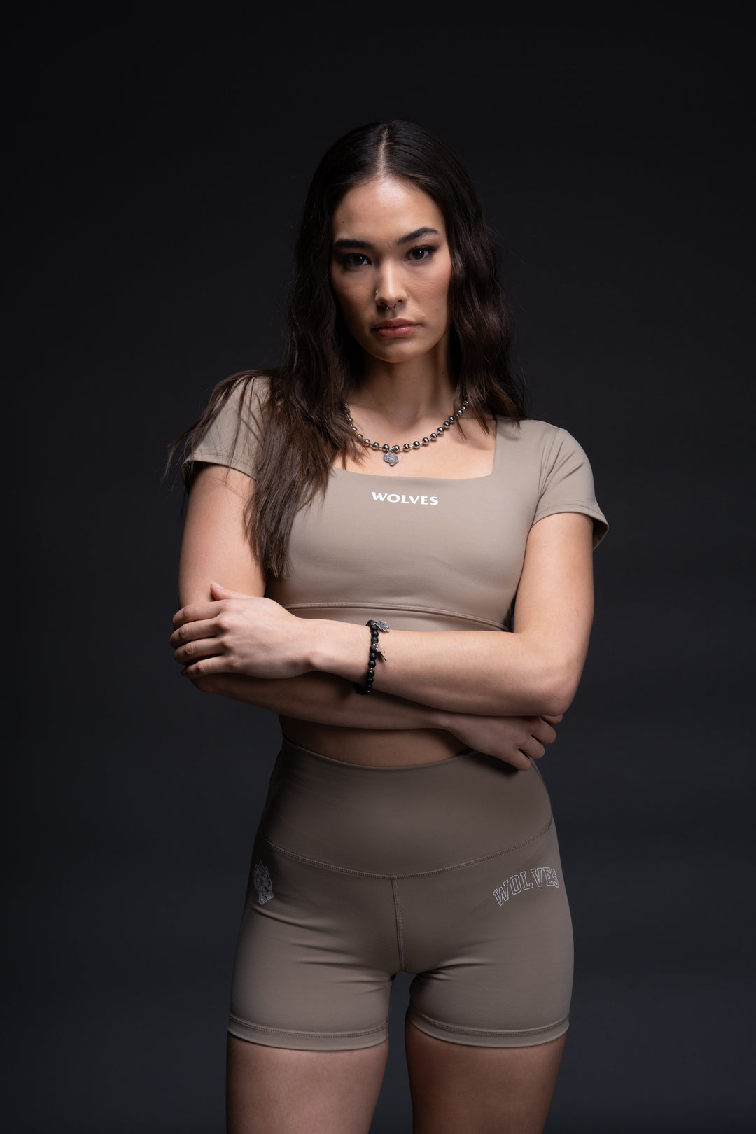 Our Bond S/S Jade "Energy" Top in Taupe