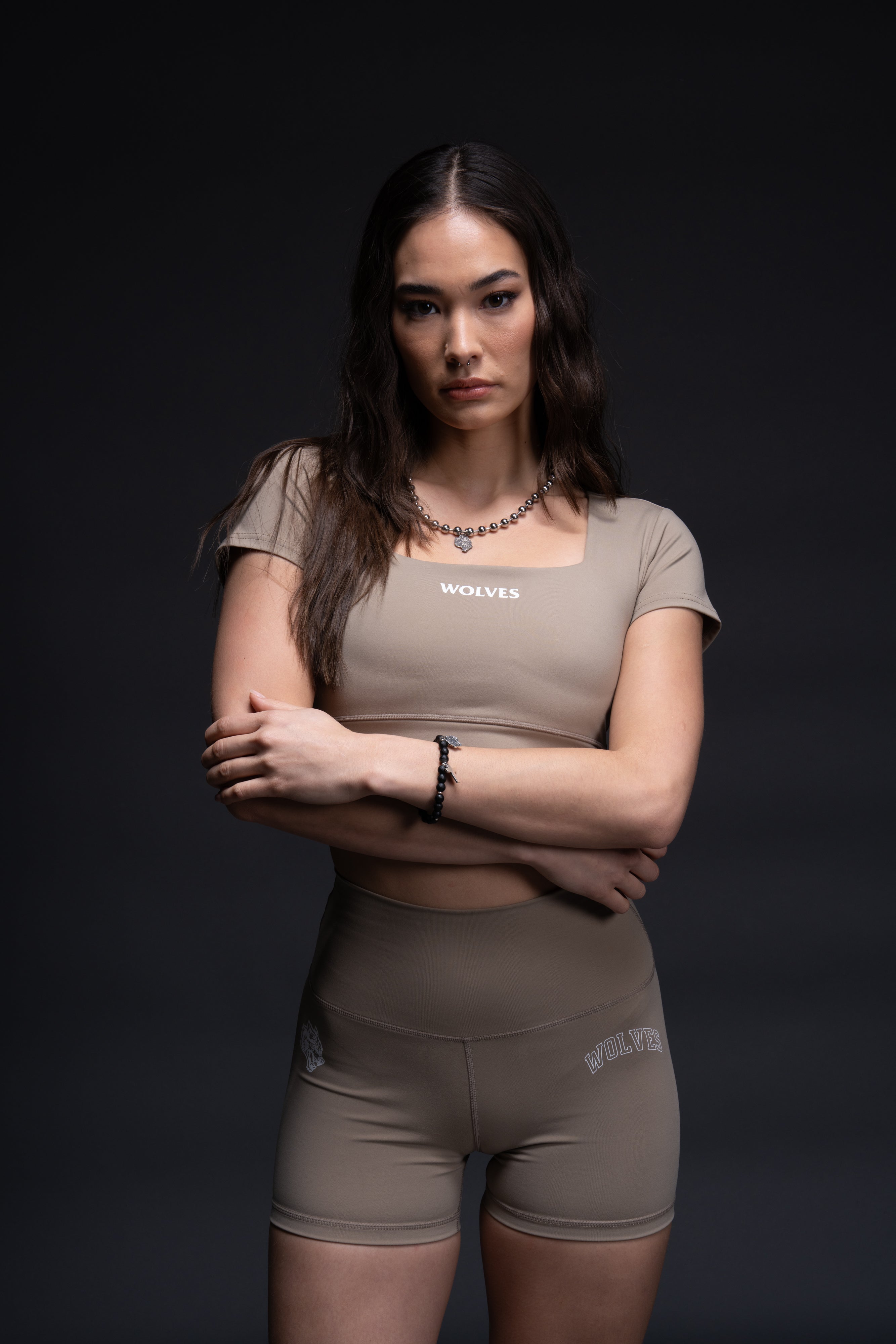 Our Bond S/S Jade "Energy" Top in Taupe