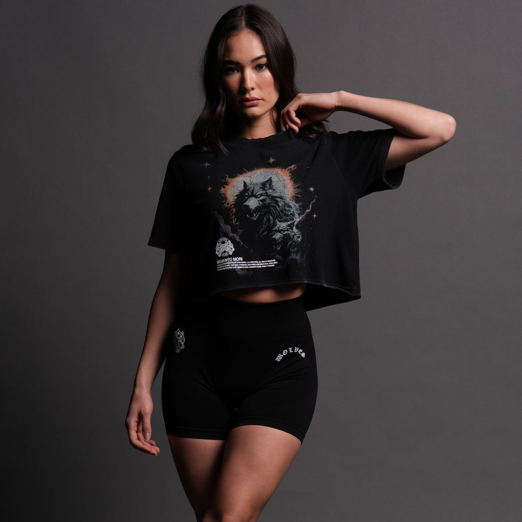 Howling At The Moon "Premium Vintage" (Cropped) Tee in Black