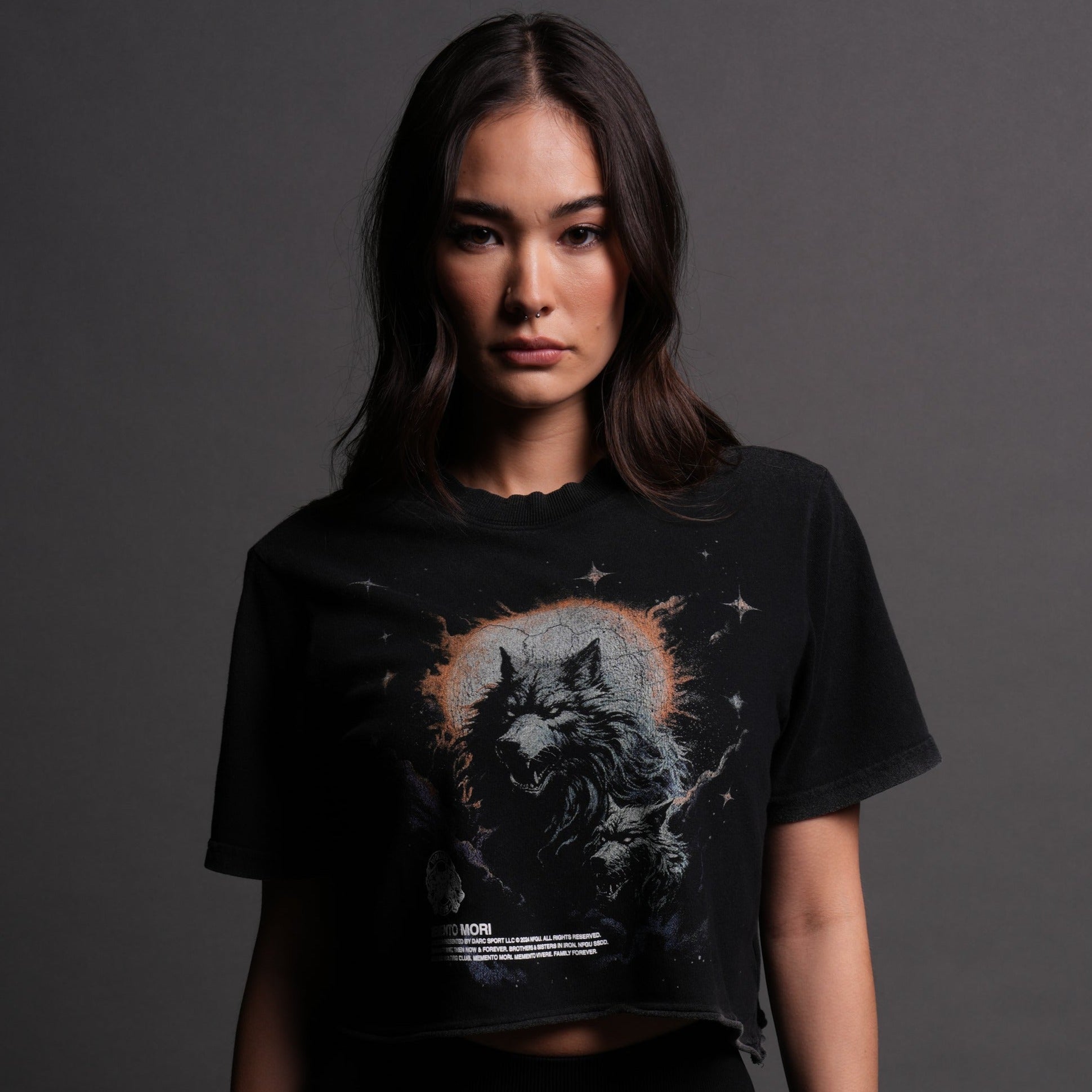Howling At The Moon "Premium Vintage" (Cropped) Tee in Black