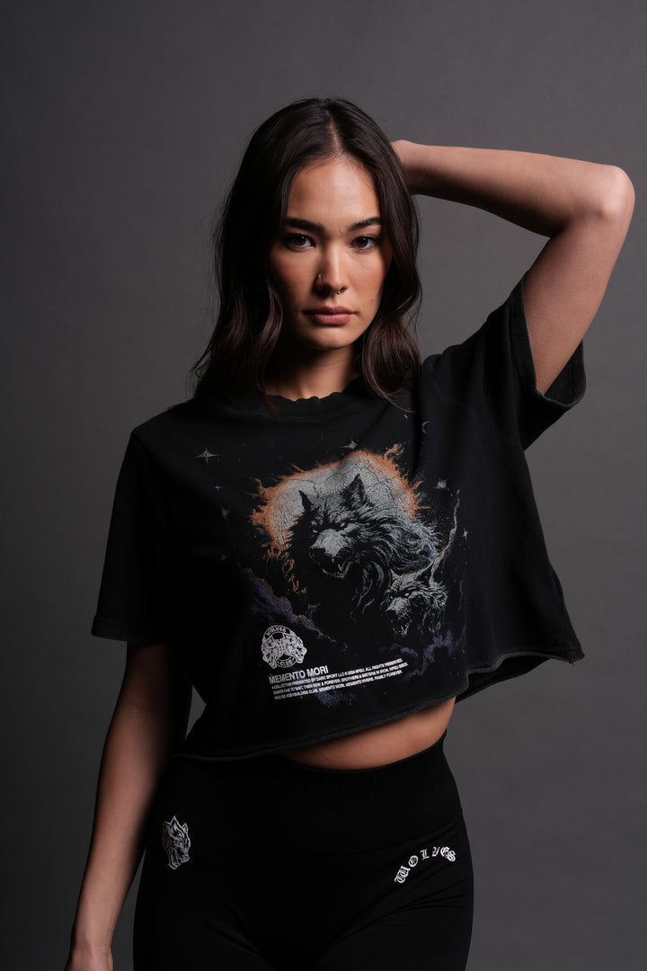Howling At The Moon "Premium Vintage" (Cropped) Tee in Black