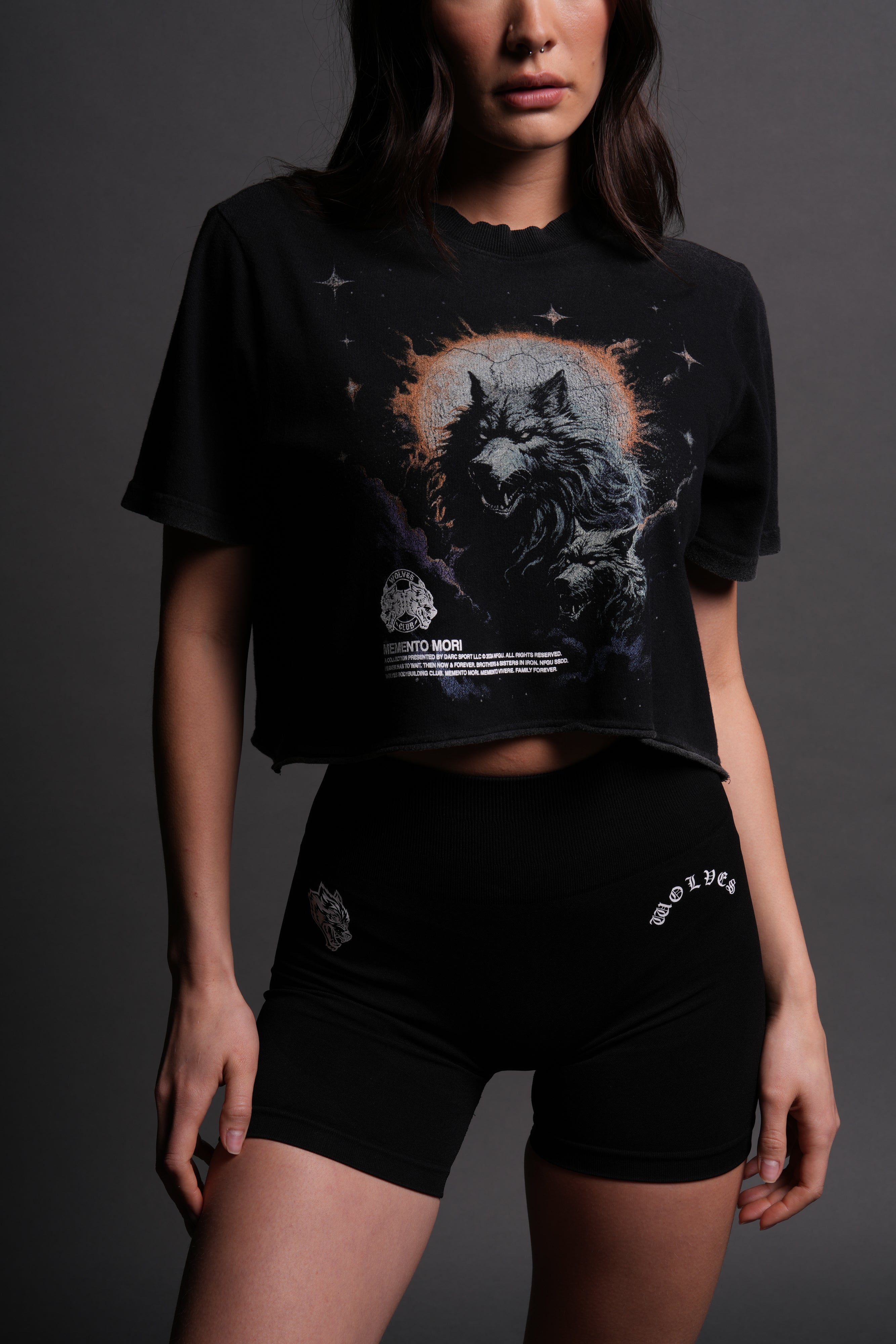 Howling At The Moon "Premium Vintage" (Cropped) Tee in Black