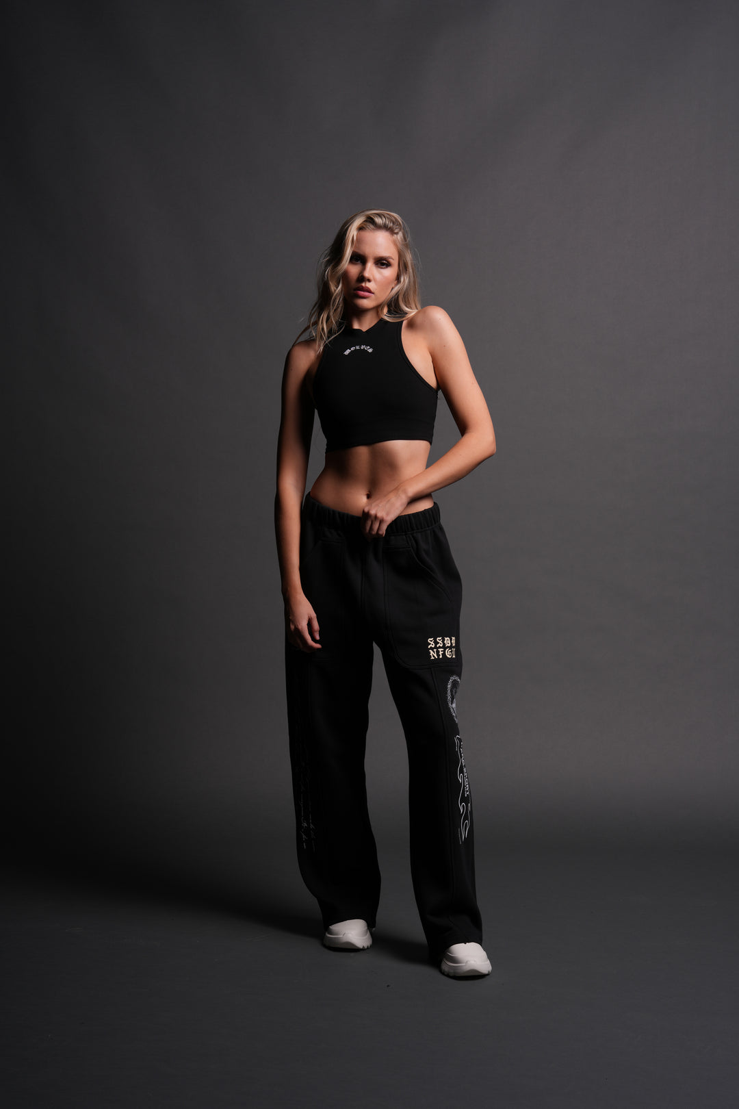 Chopper Romy Mockneck Ribbed Tank in Black