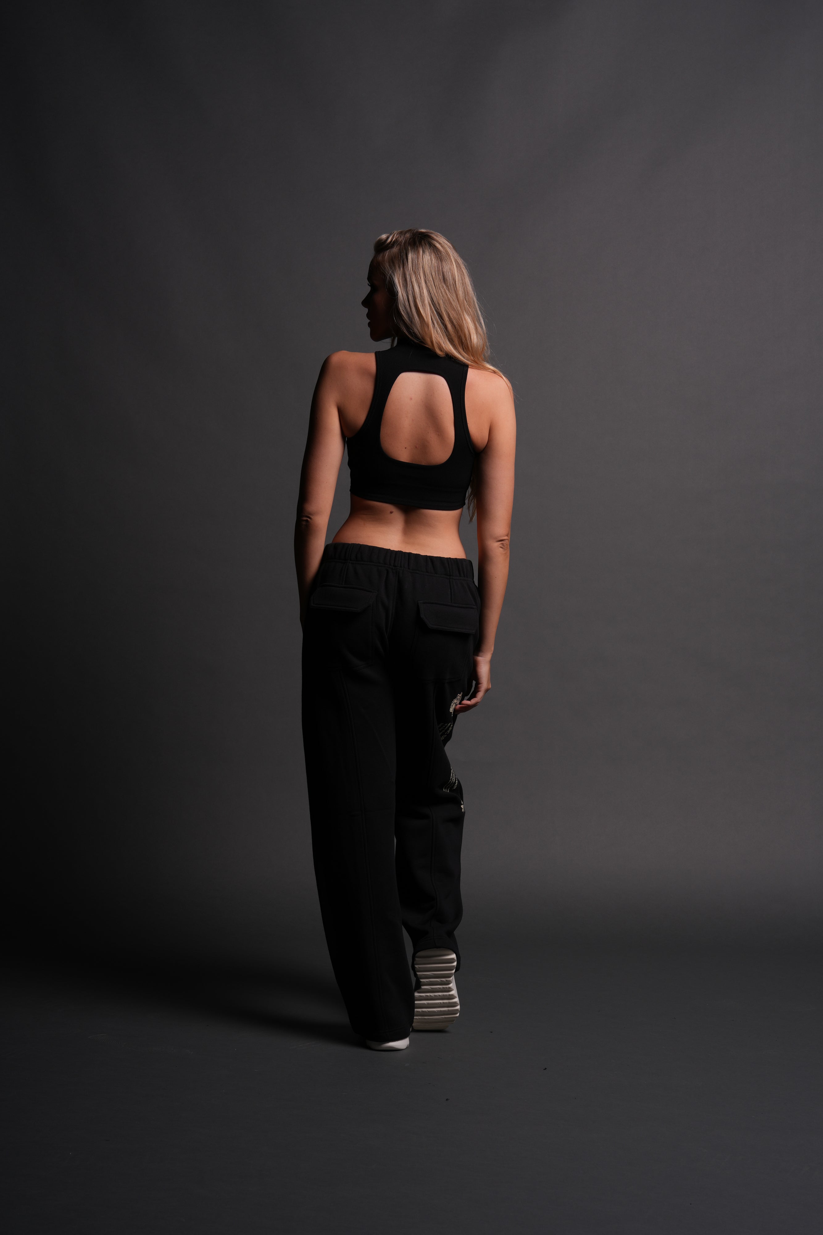 Chopper Romy Mockneck Ribbed Tank in Black