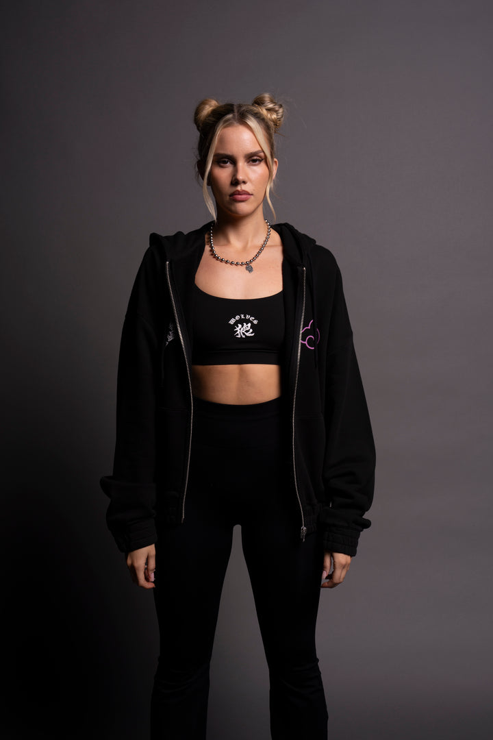 Akatsuki She "Chambers" Zip Hoodie in Black/Magenta