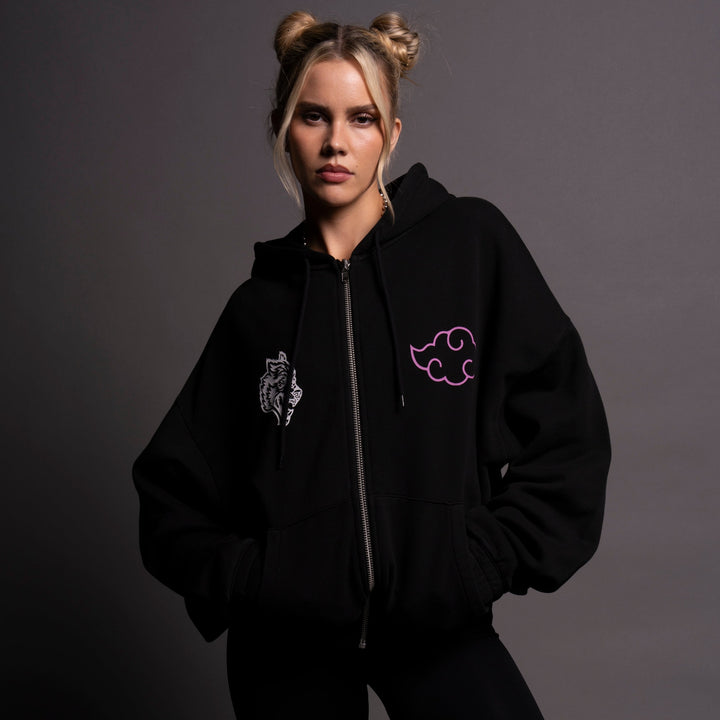 Akatsuki She "Chambers" Zip Hoodie in Black/Magenta