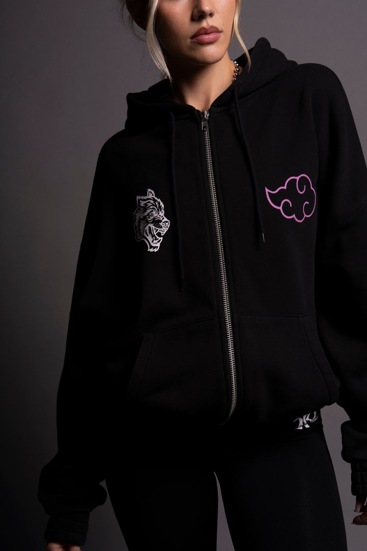 Akatsuki She "Chambers" Zip Hoodie in Black/Magenta