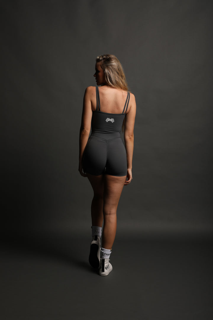 Flames Shay "Energy" Bodysuit in Wolf Gray/White