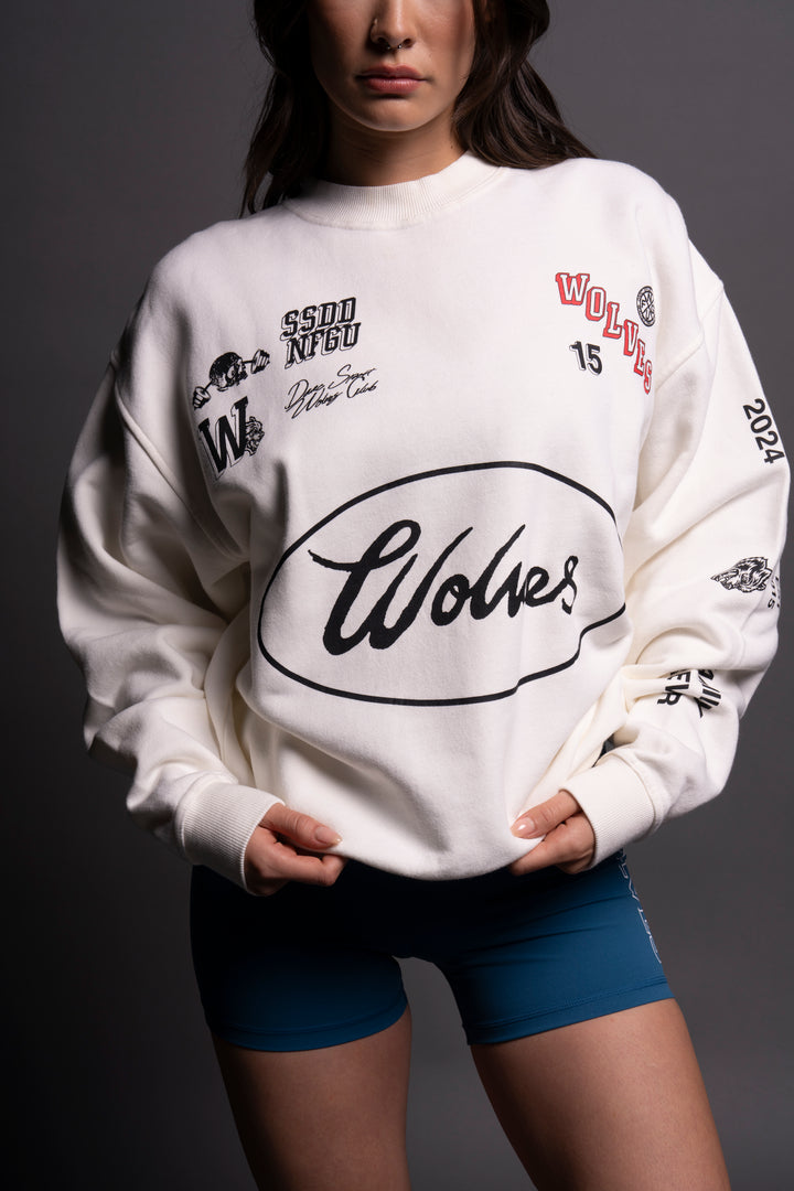 Live Fast V2 She London Crewneck in Cream