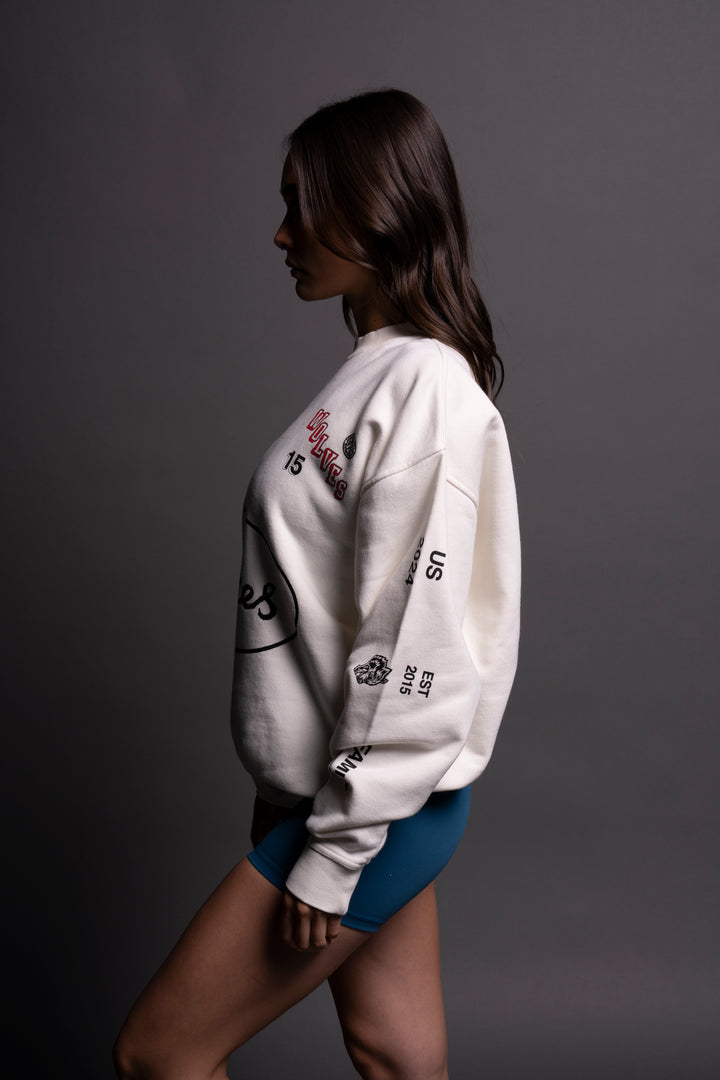 Live Fast V2 She London Crewneck in Cream