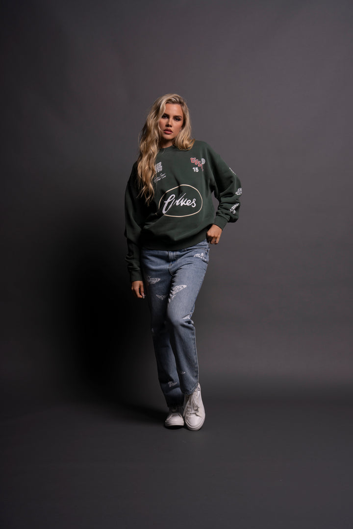 Live Fast V2 She London Crewneck in Norse Green