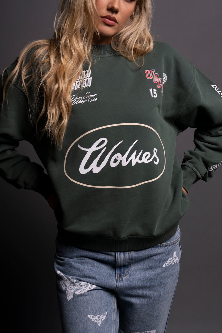 Live Fast V2 She London Crewneck in Norse Green