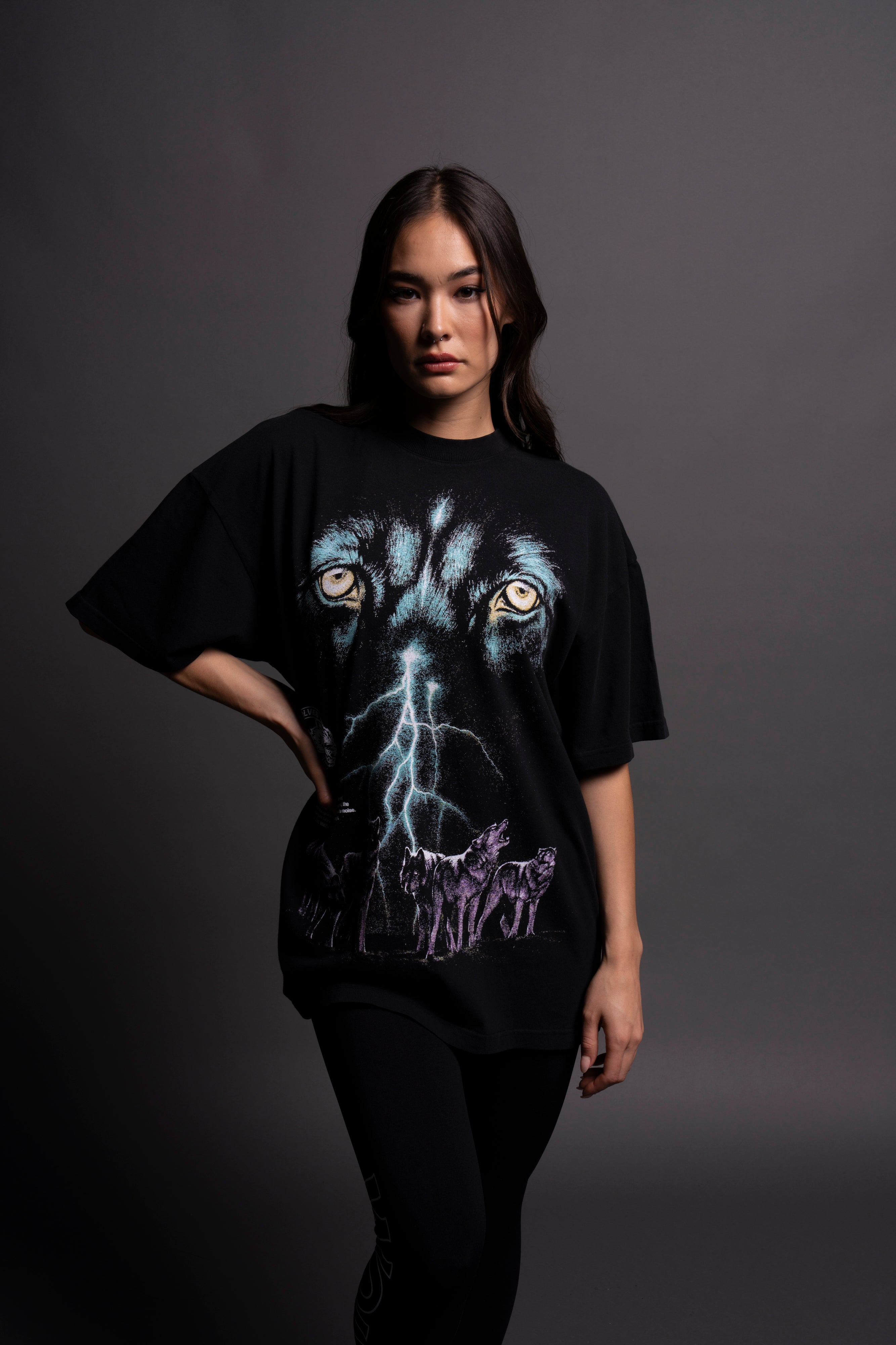 Eyes Of The Storm "Premium" Oversized Unisex Tee in Black/Green