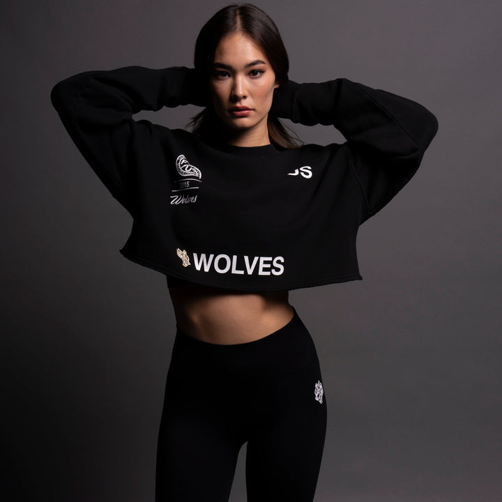 Stay True London (Cropped) Crewneck in Black