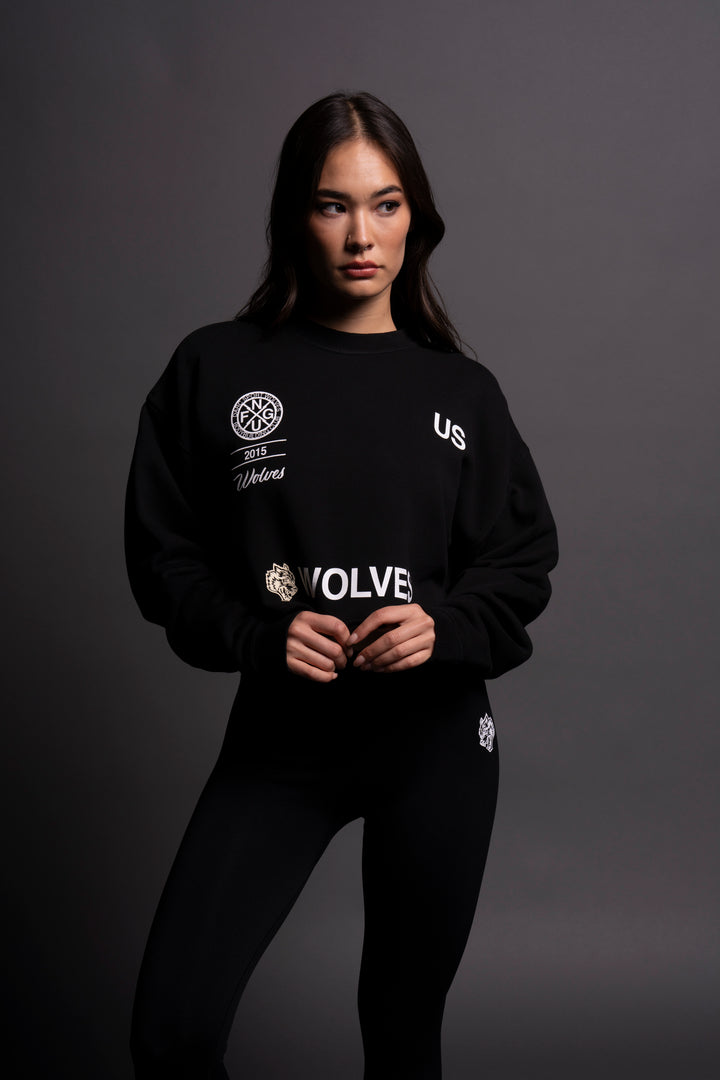 Stay True London (Cropped) Crewneck in Black