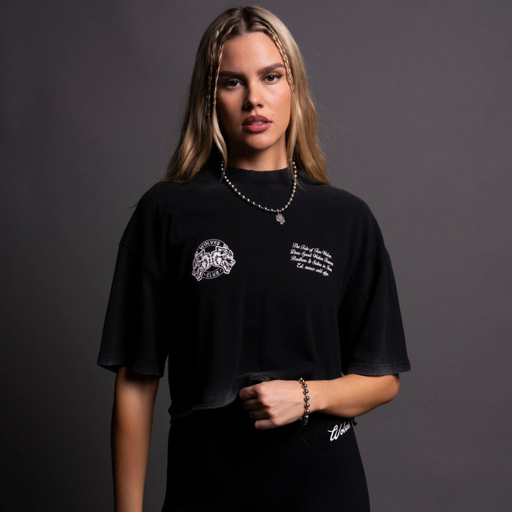 Outside "Premium Vintage" Oversized (Cropped) Tee in Black