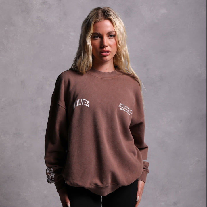 Sewn Together "Vintage Cornell" She Crewneck in Norse Brown
