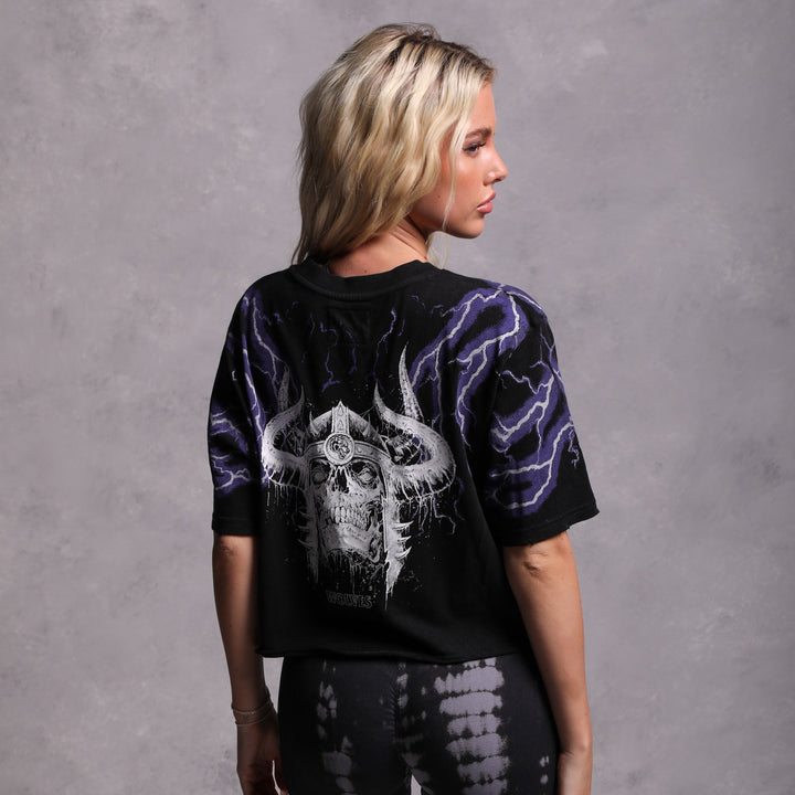 Above Us "Premium Vintage" Distressed (Cropped) Tee in Black