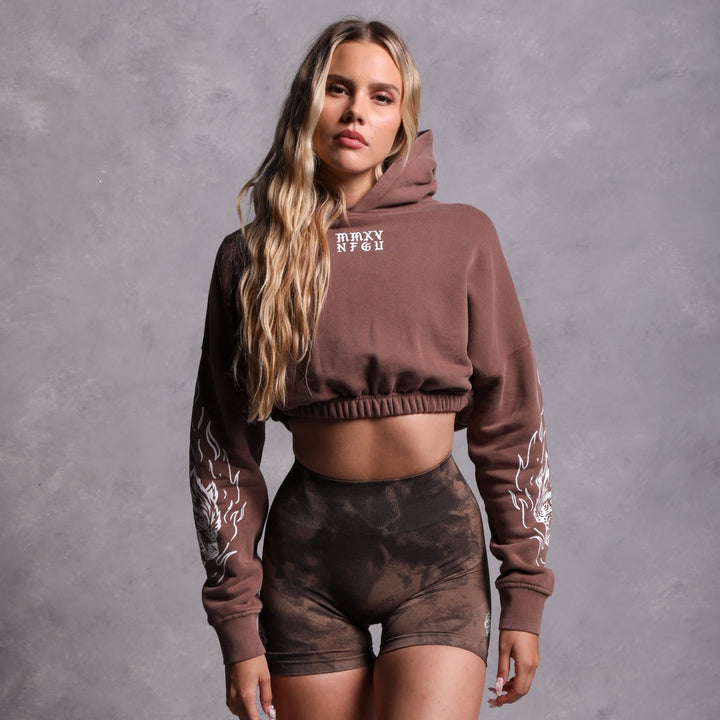In The Fire "Vintage McCauley" (Cropped) Hoodie in Norse Brown