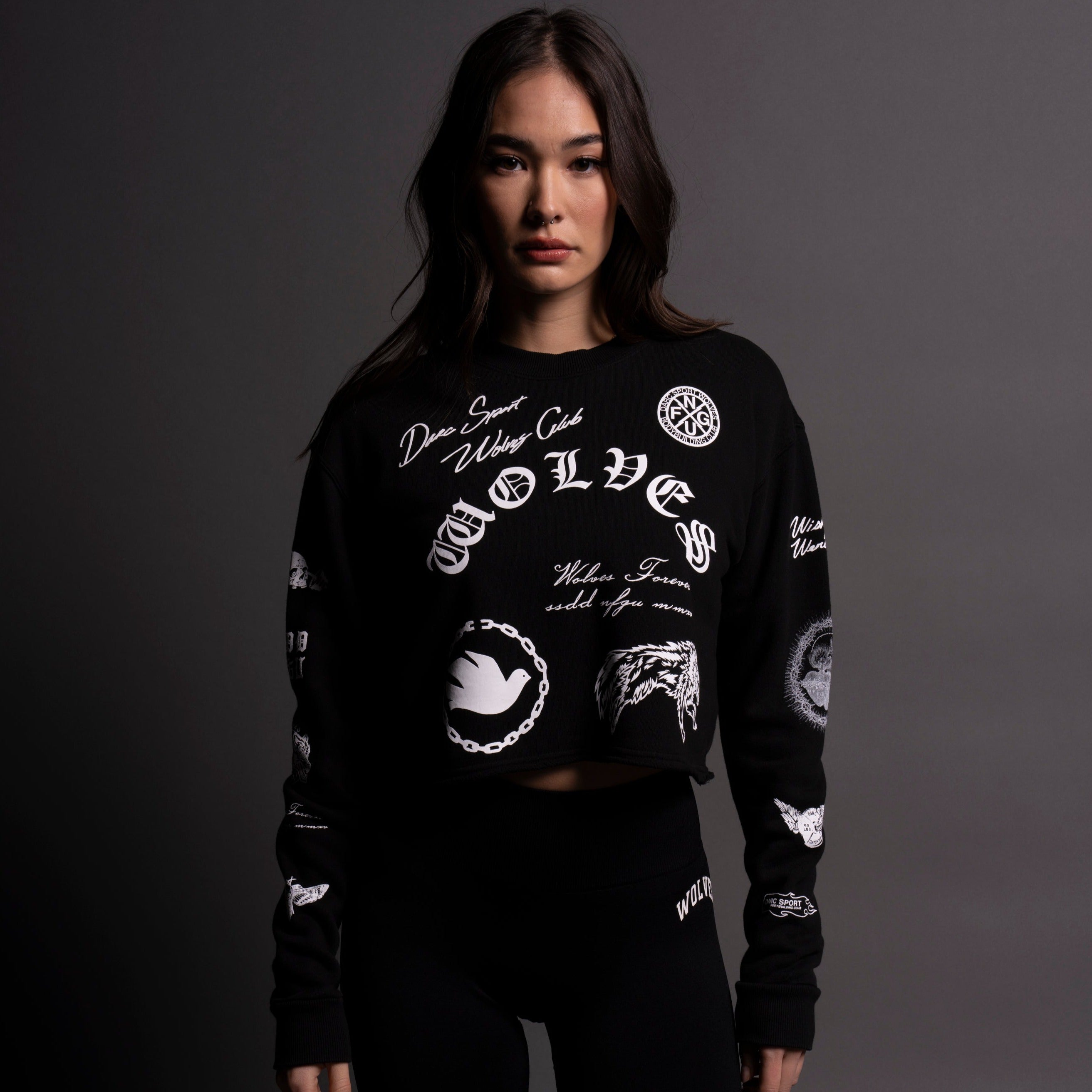 Break The Cycle (Cropped) Crewneck in Black