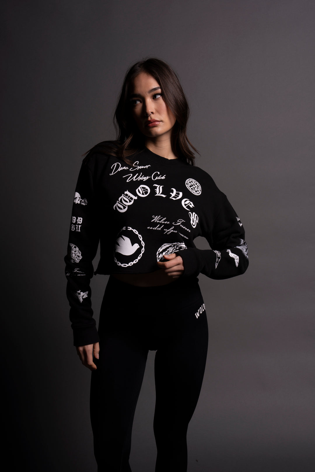 Break The Cycle (Cropped) Crewneck in Black