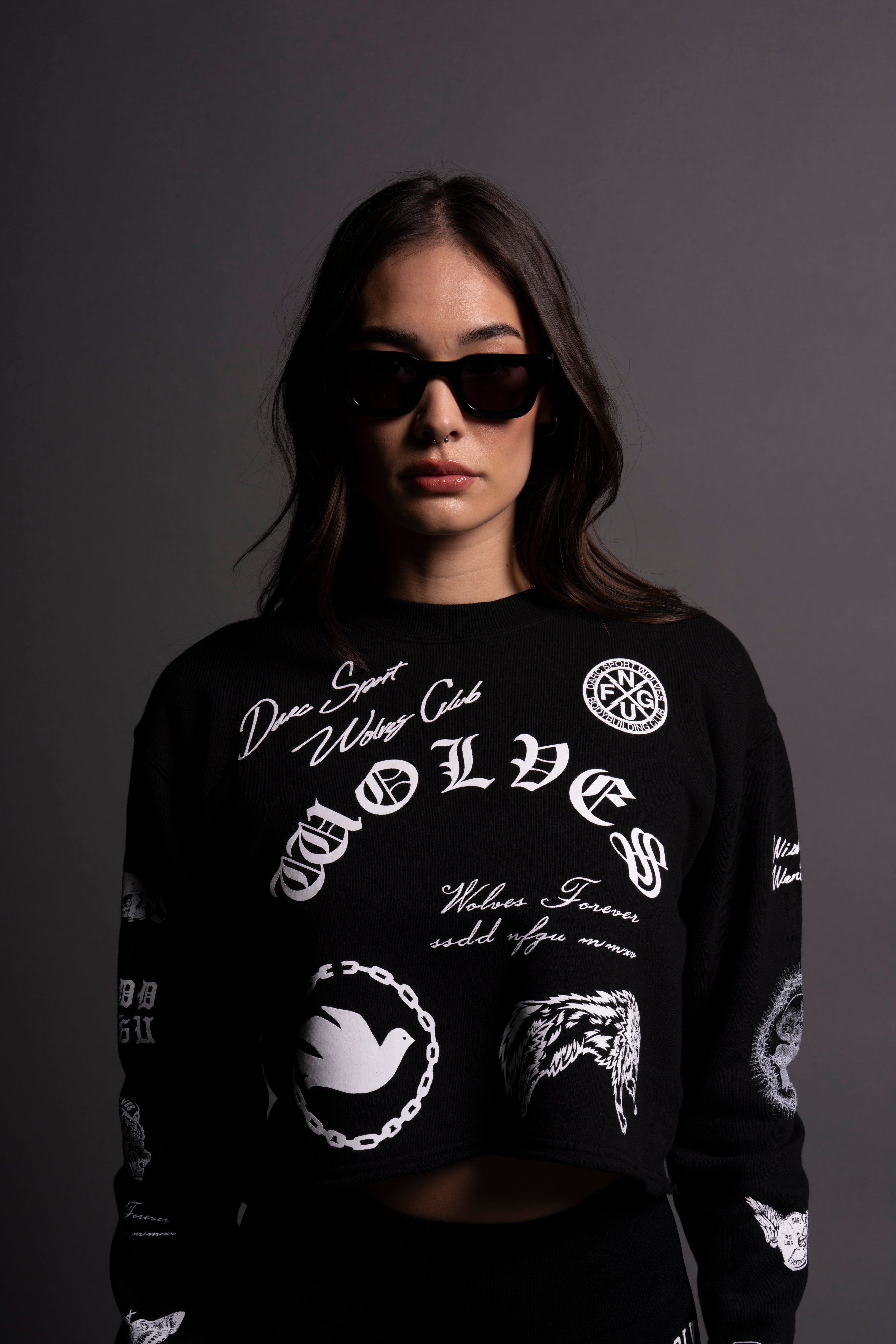 Break The Cycle (Cropped) Crewneck in Black