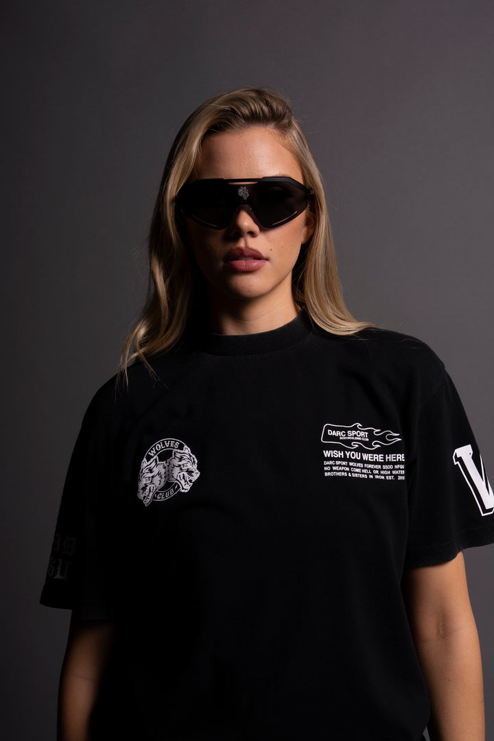 Wolf Head Speeder Glasses in Black