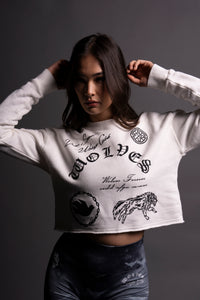 Break The Cycle (Cropped) Crewneck in Cream