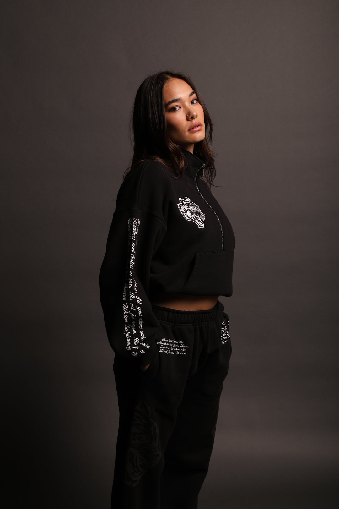 Flames She Everson Mockneck Sweater in Black