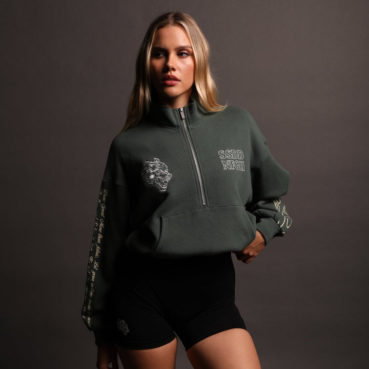 Flames She Everson Mockneck Sweater in Norse Green