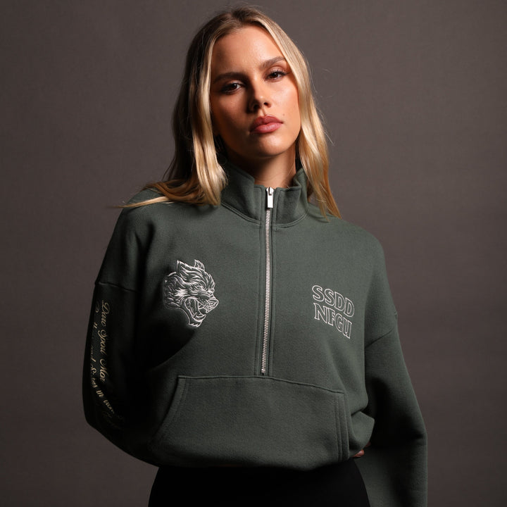 Flames She Everson Mockneck Sweater in Norse Green